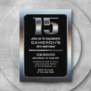 Jongen's 15e verjaardag uitnodiging