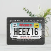 Jongen's 16e verjaardag Arkansas License Invitatio Kaart (Staand voorkant)