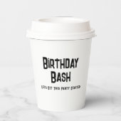 Jongens 16e verjaardag bash zwart-wit naam papieren bekers (Achterkant)