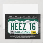 Jongen's 16e verjaardag Colorado Licentie Uitnodig Kaart (Voorkant / Achterkant)