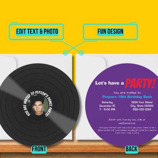 Jongen's 16e verjaardag dansfeest kaart