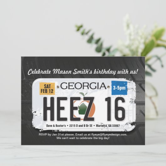 Jongens 16e verjaardag Georgia Uitnodiging (Staand voorkant)