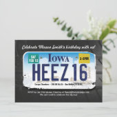 Jongen's 16e verjaardag Iowa License Invitation Kaart (Staand voorkant)
