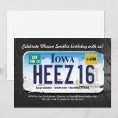 Jongen's 16e verjaardag Iowa License Invitation Kaart (Voorkant / Achterkant)