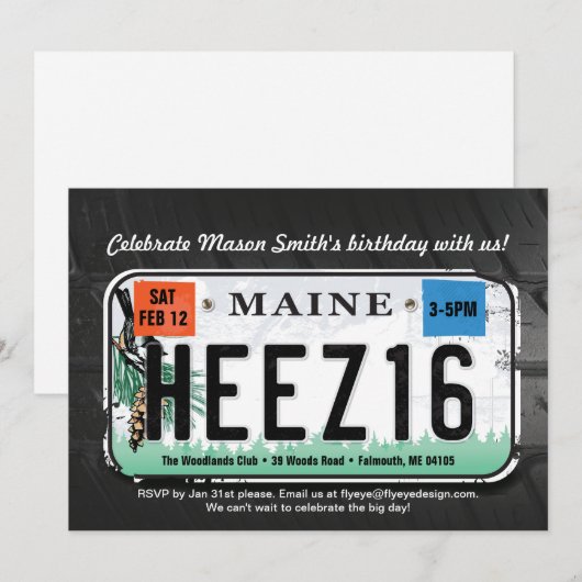Jongens 16e verjaardag Maine Uitnodiging (Voorkant / Achterkant)