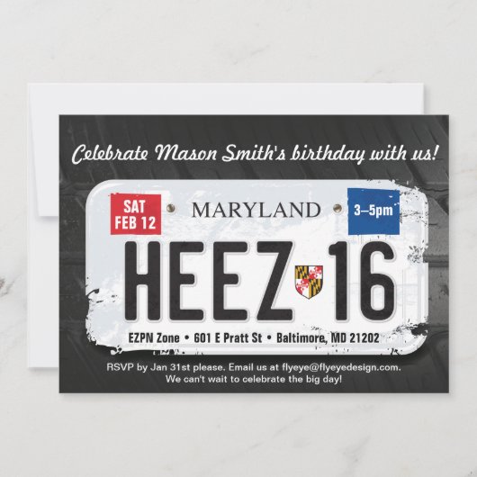 Jongen's 16e verjaardag Maryland Kaart (Voorkant)