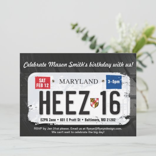Jongen's 16e verjaardag Maryland Kaart (Staand voorkant)
