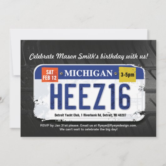 Jongens 16e verjaardag Michigan Uitnodiging (Voorkant)