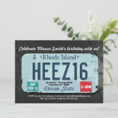 Jongens 16e verjaardag RI-licentie uitnodiging (Staand voorkant)