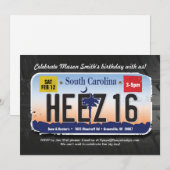 Jongen's 16e verjaardag South Carolina License Uit Kaart (Voorkant / Achterkant)