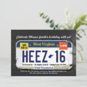 Jongens 16e verjaardag West Virginia Uitnodiging (Staand voorkant)