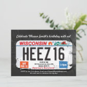 Jongen's 16e Verjaardag Wisconsin Uitnodiging (Staand voorkant)