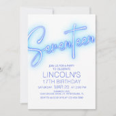 Jongens 17e Neon Pool Verjaardag Uitnodiging (Voorkant)