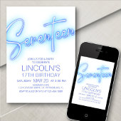 Jongens 17e Neon Pool Verjaardag Uitnodiging