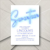 Jongens 17e Neon Pool Verjaardag Uitnodiging