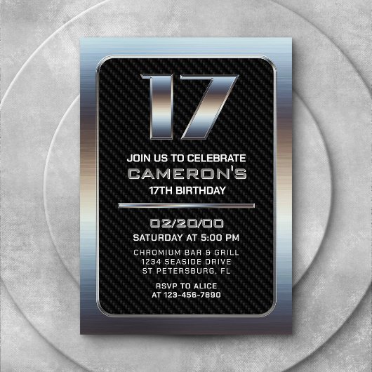 Jongen's 17e verjaardag uitnodiging