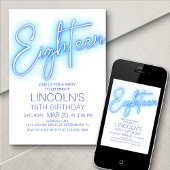 Jongens 18e Neon Pool Verjaardag Kaart