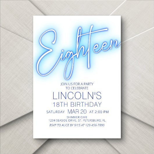 Jongens 18e Neon Pool Verjaardag Kaart