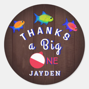 Jongens 1e verjaardag dank u O Fishally One Ronde Sticker