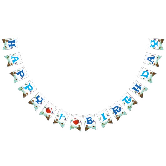 Jongens 1e verjaardag Gevist thema Happy BIrthday Vlaggetjes (Alle)