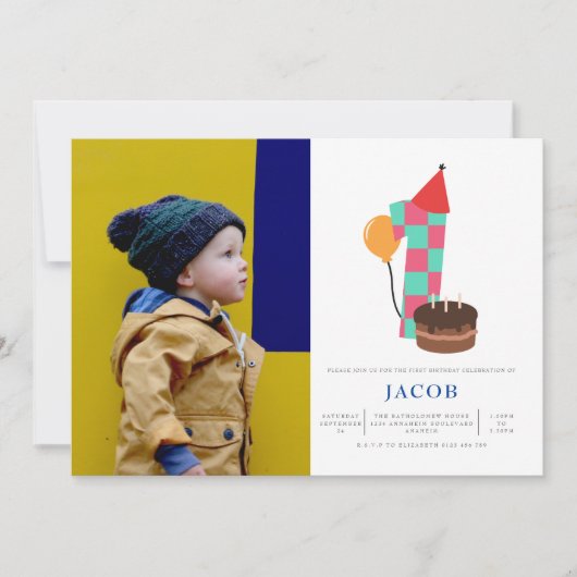Jongens 1e verjaardag kaart (Voorkant)