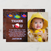 Jongens 1e verjaardag kleine visser O vishally One Bedankkaart (Voorkant / Achterkant)