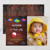 Jongens 1e verjaardag kleine visser O vishally One Kaart (Voorkant / Achterkant)