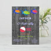 Jongens 1e verjaardag kleine visser O vishally One Kaart (Staand voorkant)