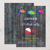 Jongens 1e verjaardag kleine visser O vishally One Kaart (Voorkant / Achterkant)