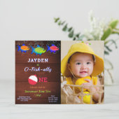 Jongens 1e verjaardag kleine visser op visvangst  kaart (Staand voorkant)