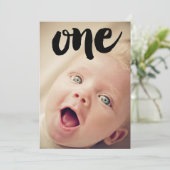 Jongens 1e verjaardag nummer één foto overlay kaart (Staand voorkant)