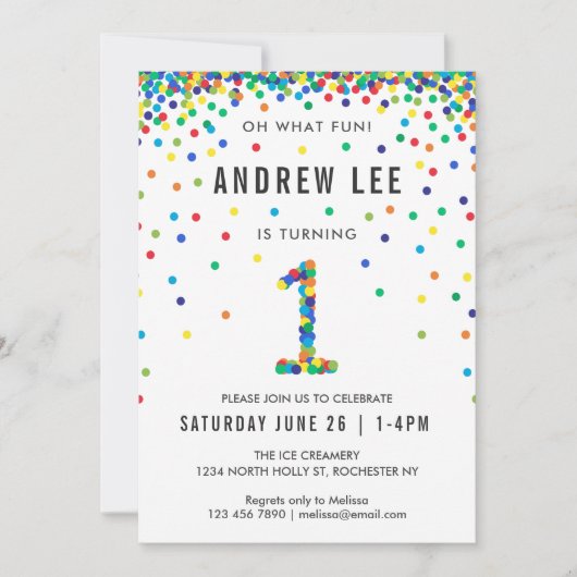 Jongens 1e verjaardag, primaire kleuren Confetti Kaart (Voorkant)