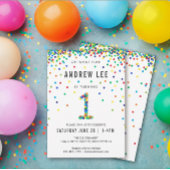 Jongens 1e verjaardag, primaire kleuren Confetti Kaart