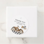 Jongens 1e verjaardag Retro Race Auto Bedankjes Labels (In situ)