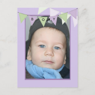 Jongen's 1e verjaardagsfeestje Banner Fotouitnodig Uitnodiging Briefkaart