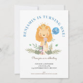 Jongens 1e verjaardagsfeestje Schattige Leeuw Safa Kaart (Voorkant)