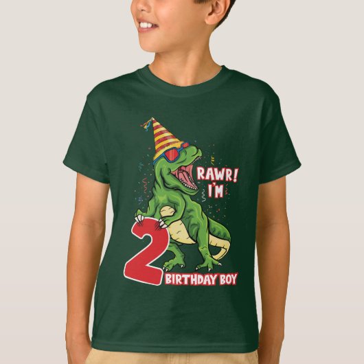jongens 2e Birthday dinosaur T-shirt (Voorkant)