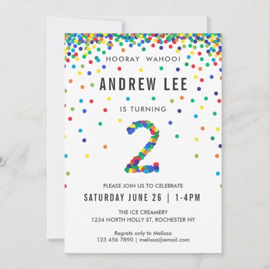 Jongens 2e verjaardag, Confetti voor primaire kleu Kaart (Voorkant)