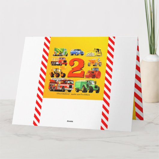Jongens 2e Verjaardag Custom Bouw Trucks Kaart (Achterkant)