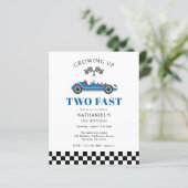 Jongen's 2e Verjaardag Racing Auto Budget Uitnodig (Staand voorkant)