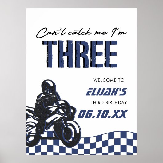 Jongens 3e Motorcross Dirt Bike Verjaardag Poster (Voorkant)