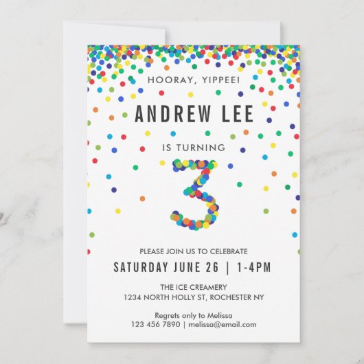 Jongens 3e verjaardagsfeestje, primaire kleur conf kaart (Voorkant)