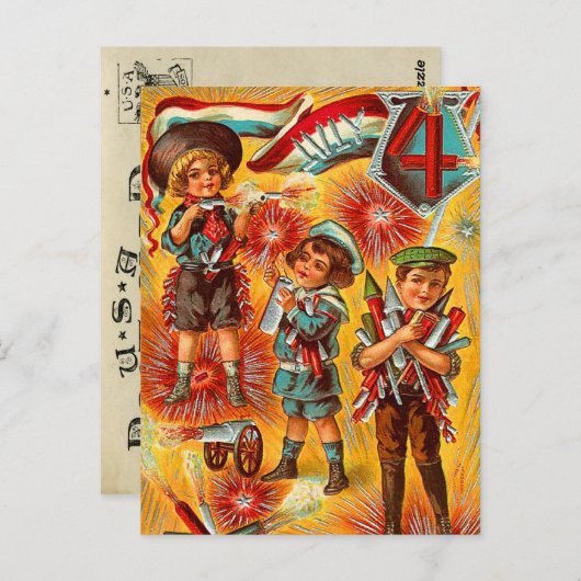  jongens 4 juli briefkaart (Voorkant / Achterkant)