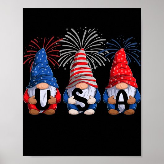 Jongens 4 juli Gnomes Patriotic Gnomes American Poster (Voorkant)