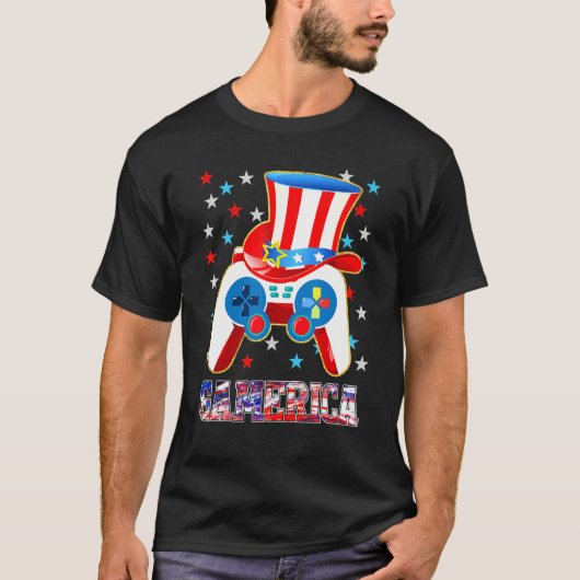 Jongens 4 juli Video Game American Flag oom SA T-shirt (Voorkant)