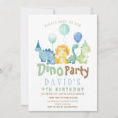 Jongens 4e Dino Verjaardag Uitnodiging (Voorkant)