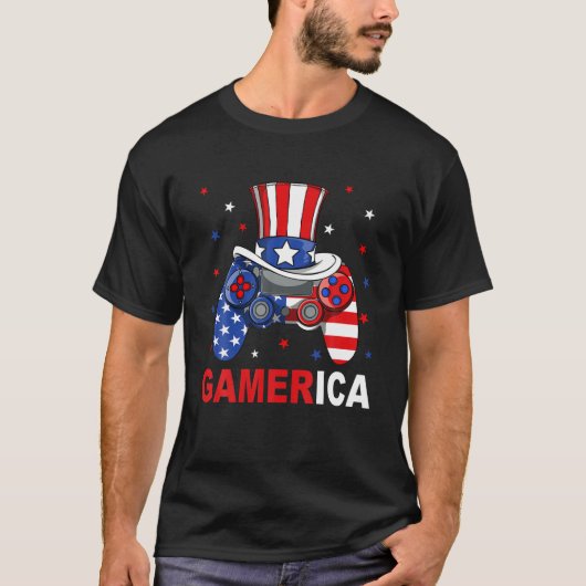 Jongens 4e juli Video Game American Flag oom SA T-shirt (Voorkant)