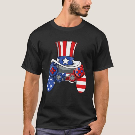 Jongens 4e juli Video Game American Flag oom SA T-shirt (Voorkant)