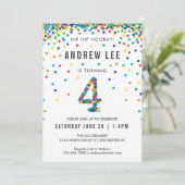 Jongens 4e verjaardag, eerste kleuren-Confetti Kaart (Staand voorkant)