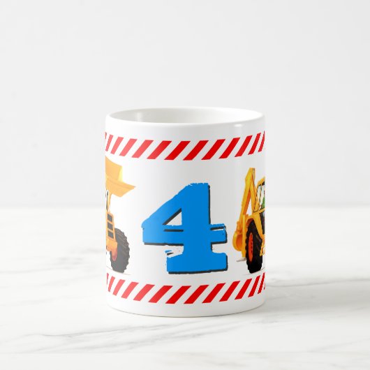 Jongen's 4e verjaardag Gele Digger Koffiemok (Center)